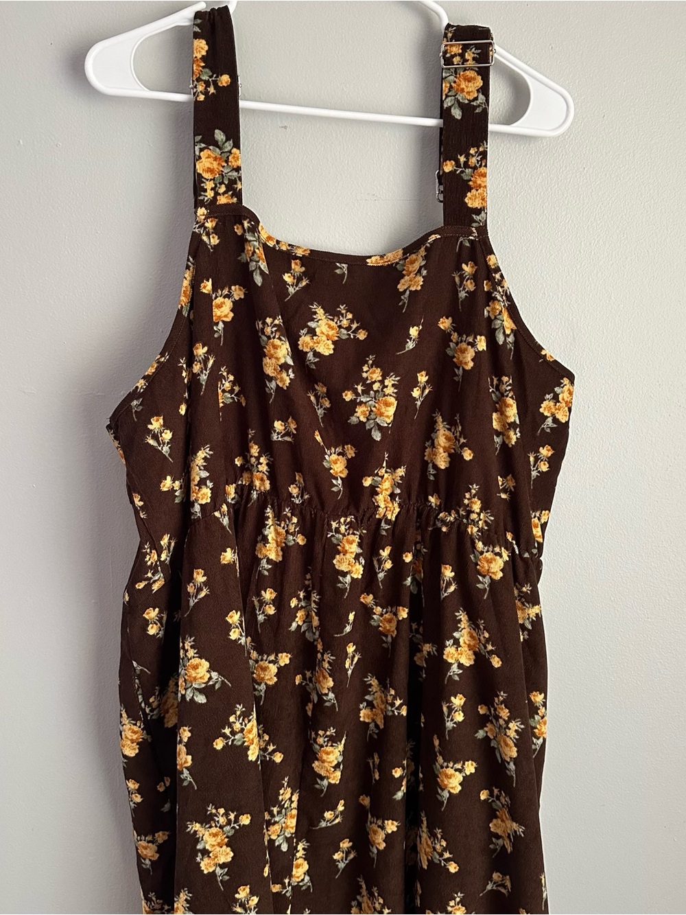 Bloomchic 3X 22/24 women’s overall corduroy floral dress midi brown fall 22-24 - Picture 3 of 8
